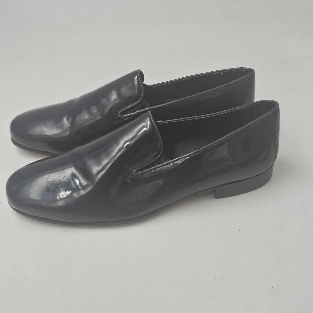 Duca by Matiste Navy Patent Leather Smoking Slipper Loafers Almond Toe Size 40 E